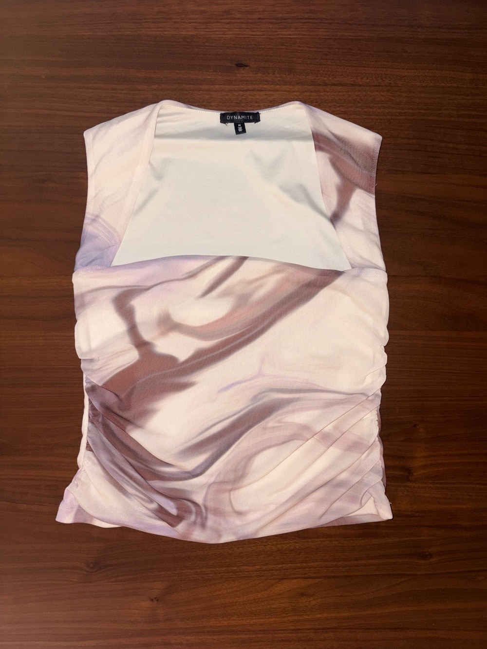 Dynamite marble-print ruched top